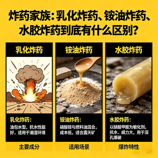 龙口炸药家族：乳化炸药、铵油炸药、水胶炸药到底有什么区别？